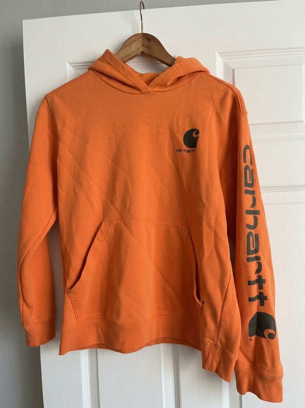 Carhartt Boys L 14-16 Orange Graphic Sleeve Hoodie